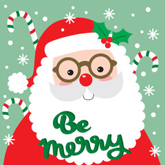 Cute Santa Claus For Christmas Card or Bag design