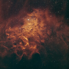 Telescope astrophotography of Hydrogen gas Flaming Star Nebula