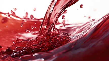 Dynamic Red Liquid Splash  and Elegance on White Background