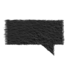 黒いファーのテクスチャの長方形吹き出し フォトリアルなもふもふの毛皮の3DCGイラスト