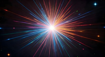 Naklejka premium A cosmic explosion of neon colors and shimmering stars, Ai Generated