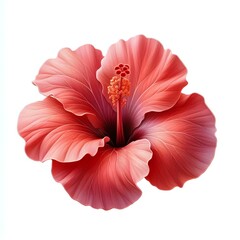 red hibiscus flower isolated on white