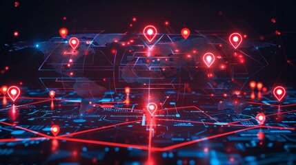 Visual representation of digital data breaches and cybersecurity protection through AI technology