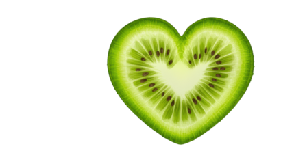 kiwi fruit  slice in heart shape isolated on white background