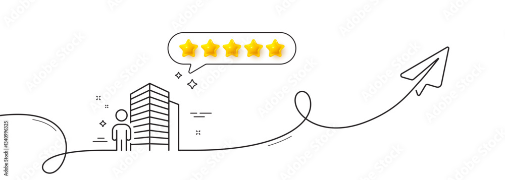 Poster agent line icon. continuous line with share plane. real estate realtor sign. building architect symb