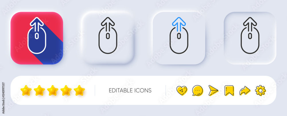 Poster swipe up mouse line icon. neumorphic, flat shadow, 3d buttons. scrolling arrow sign. landing page sc
