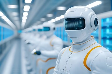 Futuristic manufacturing hub with intelligent robotic