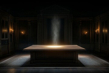 A Victorian sÃ©ance in a candlelit parlor, with a ghostly presence forming in the shadows