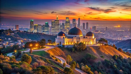 Obraz premium December Los Angeles Griffith Observatory Hollywood Hills Panoramic View