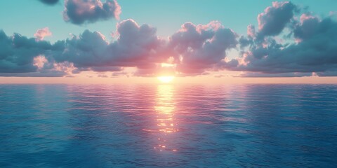 Ocean sunset, colorful cloudscape