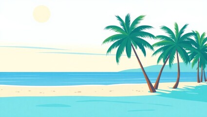 lat Illustration of a Tropical Beach Scene