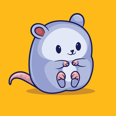 kawai cute mouse icon vector