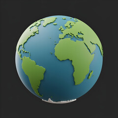 Fototapeta premium 3D effect Earth planet render icon. Green recycle environment sphere for school education