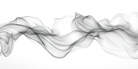 Gray smoke swirls on white