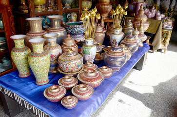 Craft Benjarong is traditional thai five basic colors style pottery