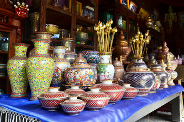 Craft Benjarong is traditional thai five basic colors style pottery