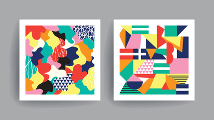 Set of geometric design cards. Design for tiles, Catalogs, Covers, Posters, Flyers, and Banner Designs.
