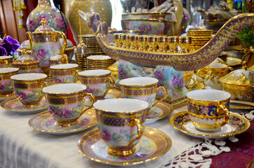 Craft Benjarong is traditional thai five basic colors style pottery