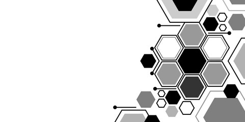 Fototapeta premium Hi-Tech Geometric Network Pattern. Minimalist Tech Hexagon Banner. Vector. Illustration. 