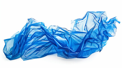 Blue plastic bottle crumpled, isolated on white, clipping path