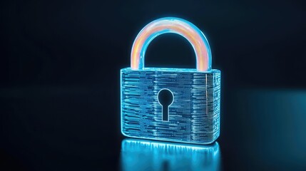 Fototapeta premium Cybersecurity and technology in network security concept. A glowing digital lock symbolizing security and protection.