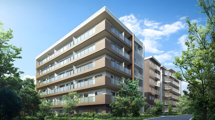 Fototapeta premium residential building in the city , modern residential building , modern residential building in barcelona spain