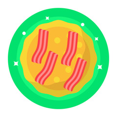 Speckpfannkuchen concept, savory pancake combined with cubes or strips bacon vector icon design, German cuisine symbol Germany Serving Platter sign European gastronomy food culture stock illustration 