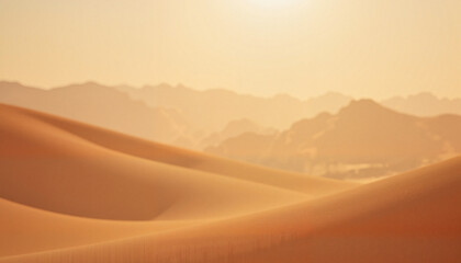 Golden Desert Dunes Under Soft Sunlight in a Serene Landscape