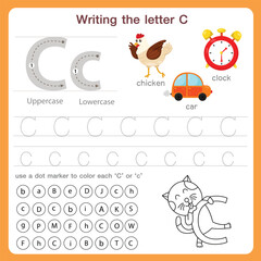 Illustrator of writing the letter c worksheet