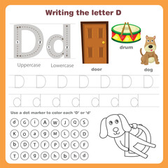 Illustrator of writing the letter d worksheet