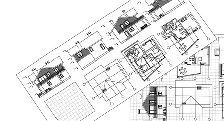 residential house plan 3d illustration