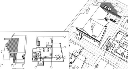 residential house plan 3d illustration