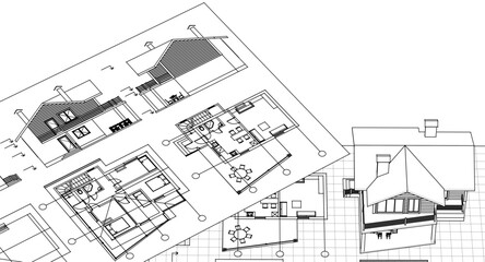 residential house plan 3d illustration