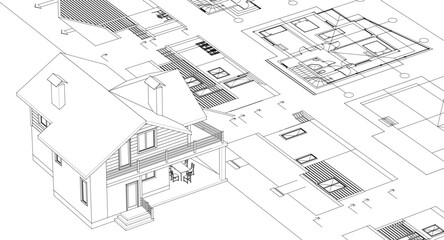 residential house plan 3d illustration
