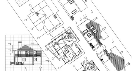 residential house plan 3d illustration