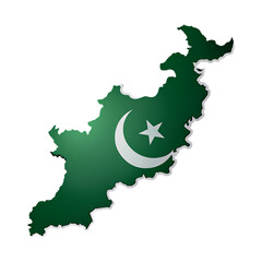 Fototapeta premium Pakistan Map: Flag, Outline, & Regions isolated on transparent background