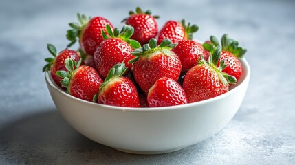 Vibrant Fresh Strawberries in a White Bowl