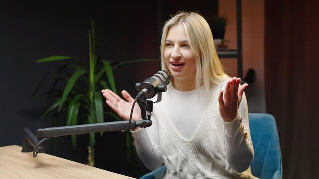 Engaging conversation with a female entrepreneur in a studio setting