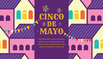 Fototapeta premium Cinco de Mayo, May 5th, a Mexican holiday. Banner, poster, card design. Vector illustration.