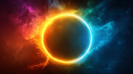 Obraz premium Fiery Circle of Energy in Space