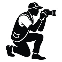 Photographer vector silhouette illustration striking a stylish pose