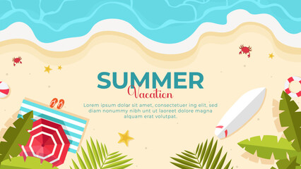 Summer Beach Scene with Vacation Elements and Relaxing Vibes