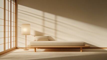 Fototapeta premium Serene Minimalist Japanese Room Design