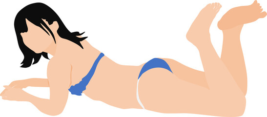 Fototapeta premium ポーズをとる水着を着た女性のイラスト