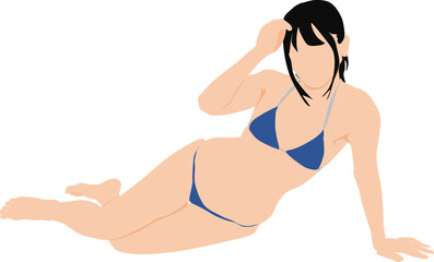  ポーズをとる水着を着た女性のイラスト