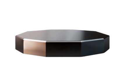 octagonal metallic display platform on white background