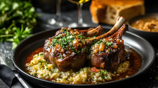 Delicious Braised Lamb Shanks with Creamy Risotto