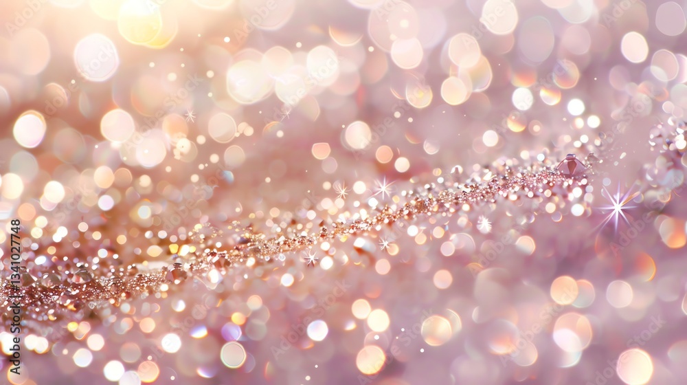 Wall mural a pink and gold bokeh background with sparkly lights.