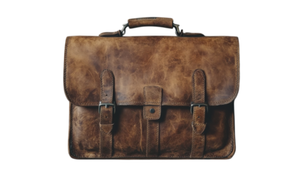Elegant brown leather bag featuring vintage design with sturdy clasps and textured finish