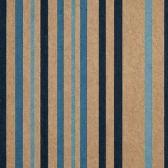 Fototapeta premium ストライプのクラフト紙背景（ブルー＆ベージュ）｜Striped Kraft Paper Background (Blue & Beige)